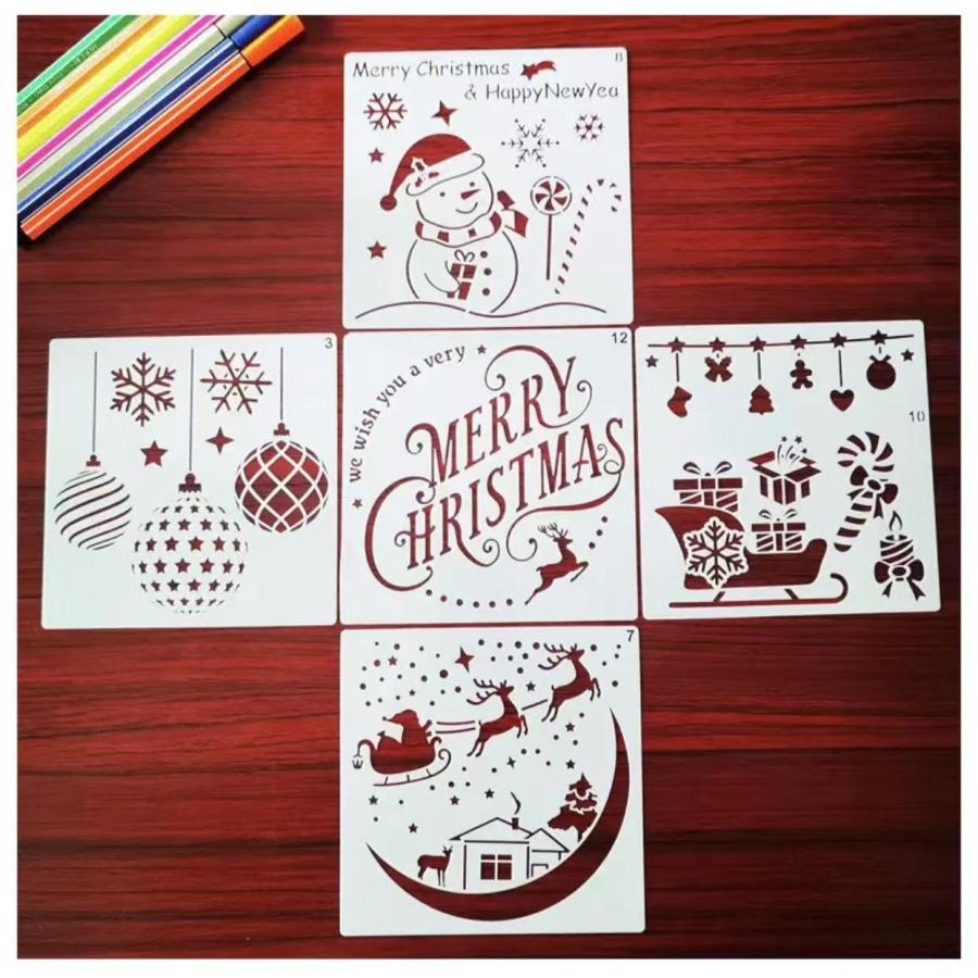  Christmas picture template wall scribbling spray template festival DIY I der equipment ornament 1 set 12 sheets 