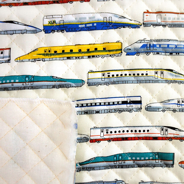 quilting cloth Shinkansen width pattern vehicle pattern go in . go in . commuting to kindergarten going to school .. lesson bag futon sack making man handicrafts mail service 50cm till 