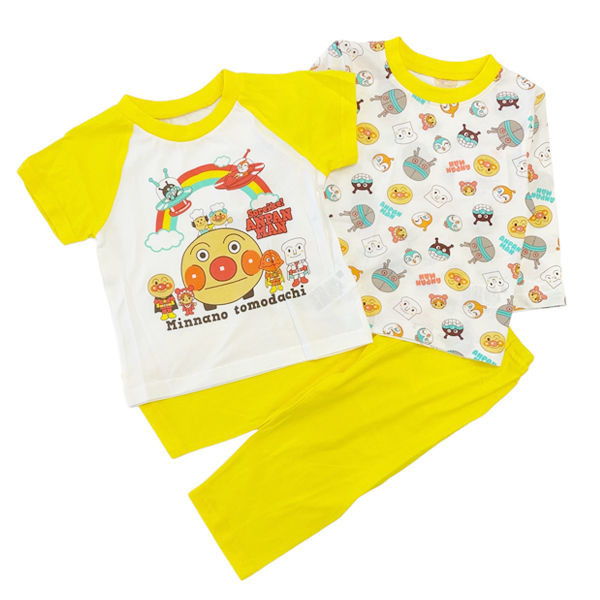  pyjamas Anpanman 2 tops spring summer cotton 100% thin short sleeves long sleeve child clothes man girl baby Kids 90 95 100 anime character [1 point till mail service possible ]