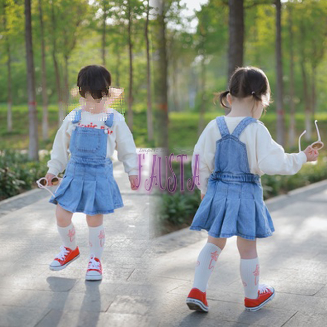  детская одежда девочка 80 90 сарафан Denim плиссировать One-piece низ Kids одежда ребенок простой R094