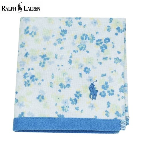  new old goods Ralph Lauren woshu towel RALPH LAUREN brand wrapping free Polo embroidery flower pattern gauze hand towel blue 110124 free shipping 