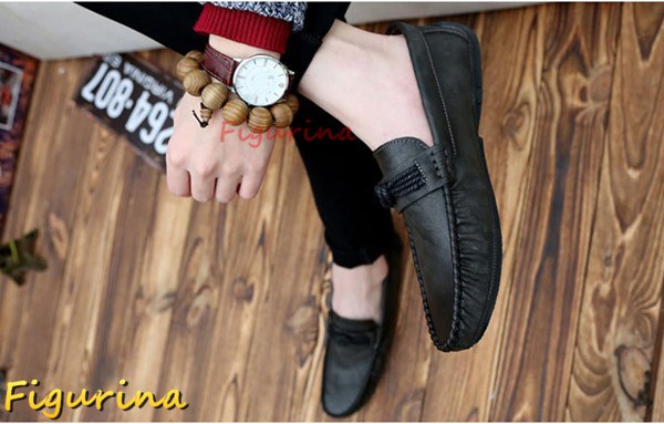  туфли без застежки мужской Loafer . кожа повседневная обувь обувь для вождения Flat вентиляция легкий предотвращение скольжения джентльмен обувь маленький размер 