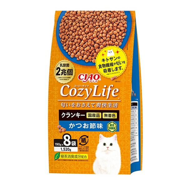いなばペットフード CIAO Cozy Life クランキー かつお節味 1520g（190g×8袋）×1個 CIAO（いなばペットフード） 猫用ドライフードの商品画像