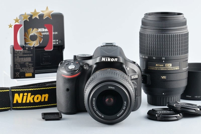 Nikon D5200 スマホ転送 ダブルレンズ 純正バッグ付 一眼レフ Nikon D5200 スマホ転送 ダブルレンズ 純正バッグ付 一眼レフ