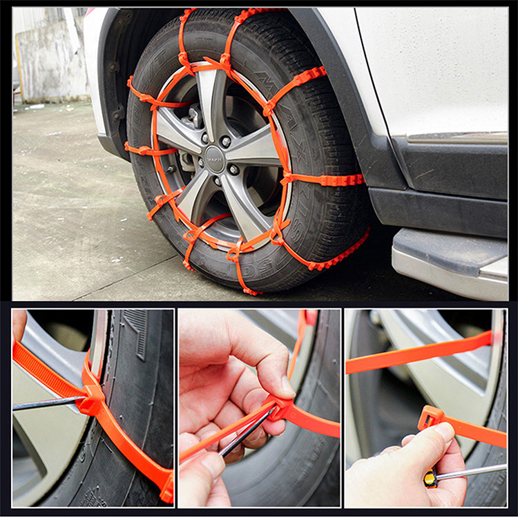  simple type tire chain non metal R14 R15 R16 10 pcs set snow slip prevention clamping band car snow road nylon .. slip accident jack un- necessary e104