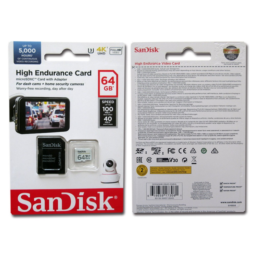 64GB высокая прочность microSDXC карта микро SD SanDisk SanDisk Class10 UHS-1 U3 V30 R:100MB/s W:40MB/s за границей li tail SDSQQNR-064G-GN6IA *me