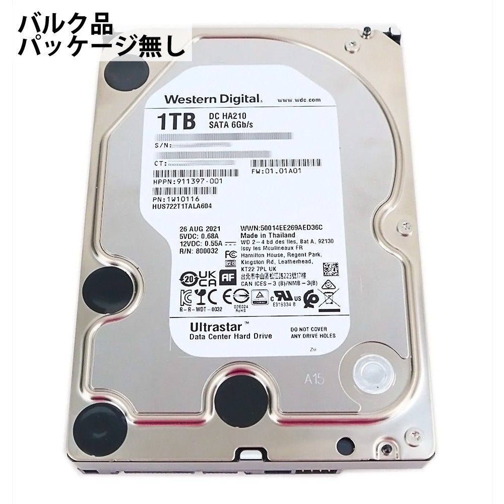 HDD 1TB встроенный жесткий диск 3.5 дюймовый WesternDigital HGST Ultrastar DC HA210 SATA 6Gbps 7200rpm cache 128MB Bulk HUS722T1TALA604 * дом 