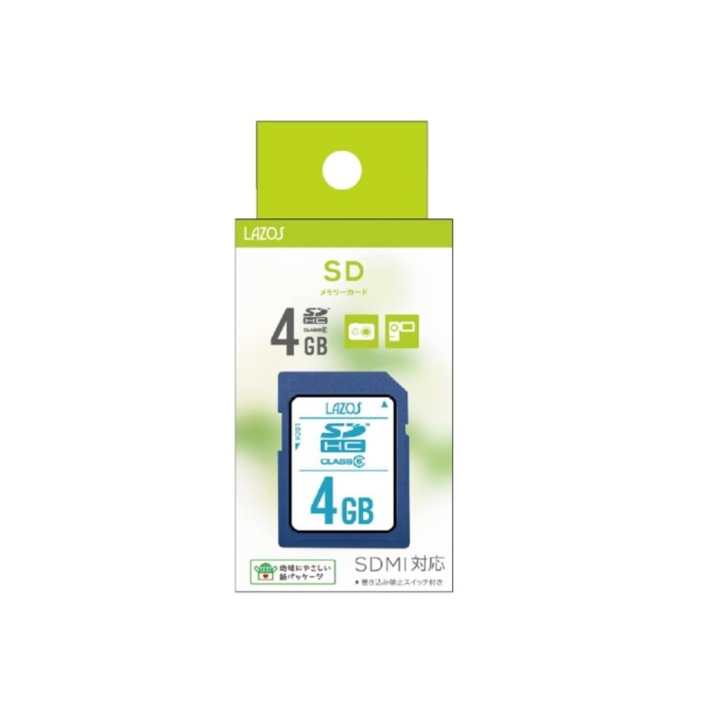 SD card 4GB SDHC LAZOS Leader media Techno CLASS6 low capacity low cost Japanese package L-B4SDH6 *me