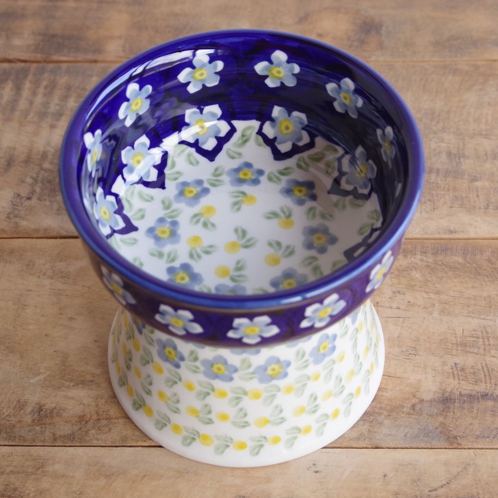  Poe lishupota Lee Poland ceramics tableware pet bowl with legs blue light blue blue floral print pet goods feeder P37-AS76