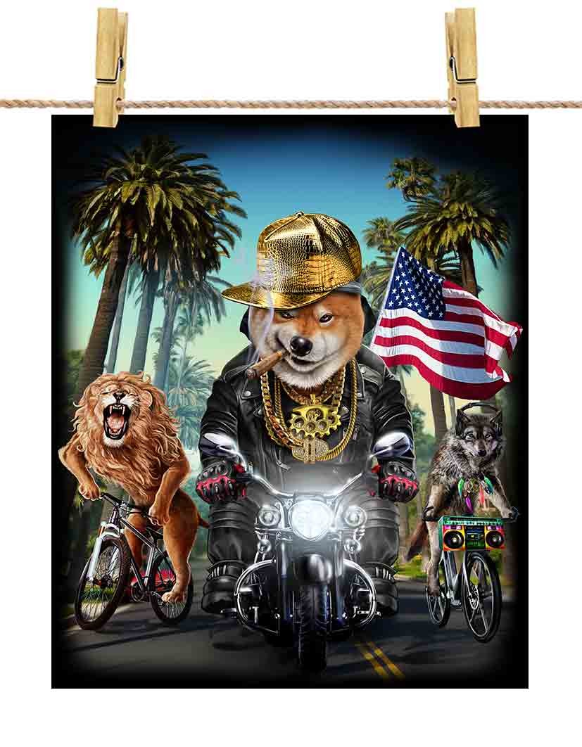 [waru.. dog dog dog .. bike hip-hop ] postcard by Fox Republic
