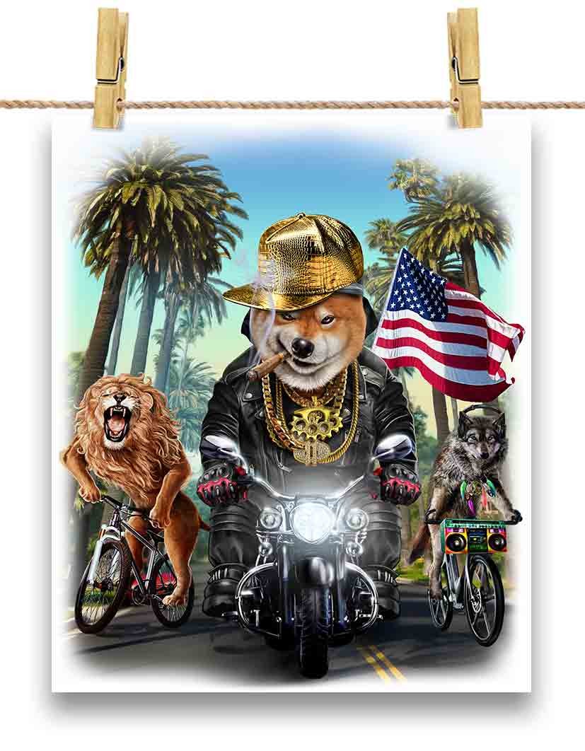 [waru.. dog dog dog .. bike hip-hop ] postcard by Fox Republic