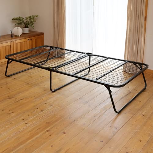 [山善] ベッド 折り畳みベッド ベッドフレーム 【完成品】 シングル 幅97×奥行195×高さ36cm メッシュ 通気性 パイプベッド 不要 一の商品画像