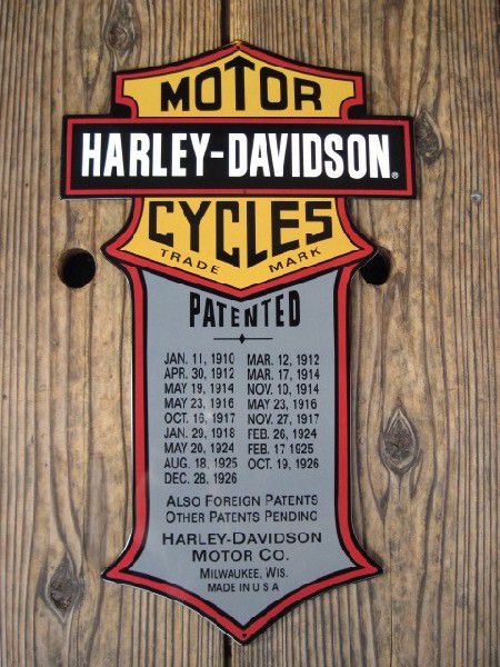 HARLEY DAVIDSON Harley Davidson PATENTED USA tin plate signboard 