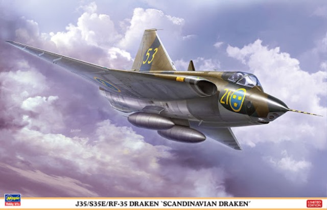 ハセガワ J35/S35E/RF-35 ドラケン `スカンジナビアン ドラケン` （1/48スケール 07482） ミリタリー模型の商品画像