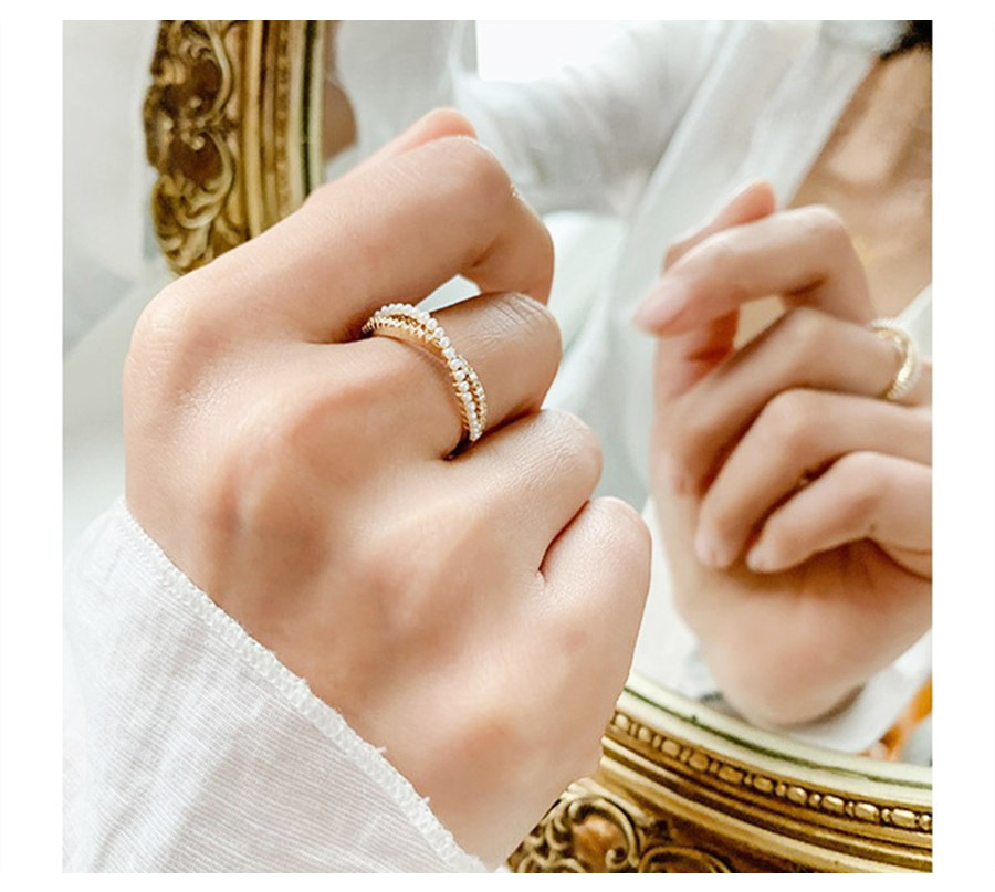  кольцо кольцо женский металл аллергия соответствует C type кольцо жемчуг CZ diamond пересечение K18 покрытие аксессуары 