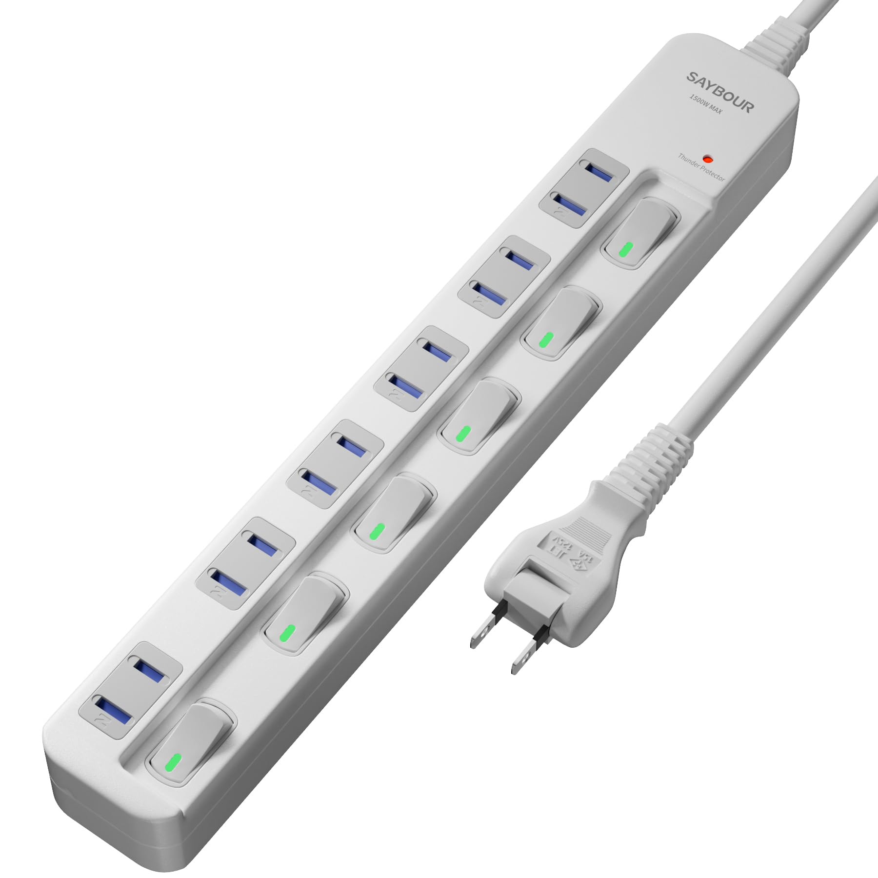 SAYBOUR 電源タップ 6ac-5m ACコンセント6個口 5m ホワイト/木目調/ブラック/ブラウンの商品画像