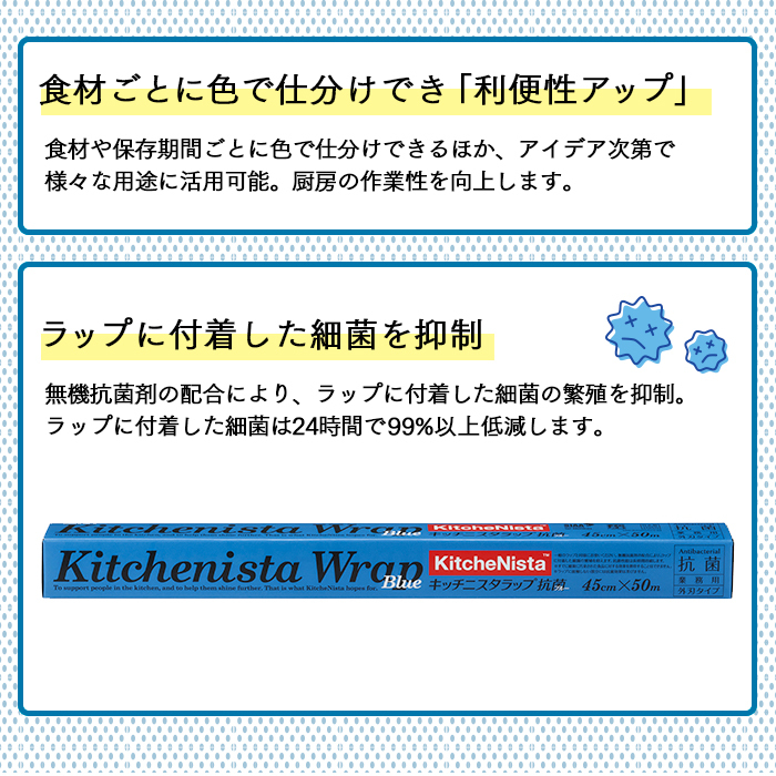 最大56 Offクーポン 大黒工業 キッチニスタ抗菌ラップ ブルータイプ 45cm 50m 30本入 Fucoa Cl