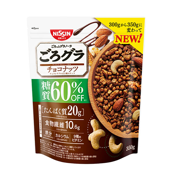 日清シスコ ごろグラ 糖質60％オフ チョコナッツ 350g×6袋 ごろっとグラノーラ シリアルの商品画像