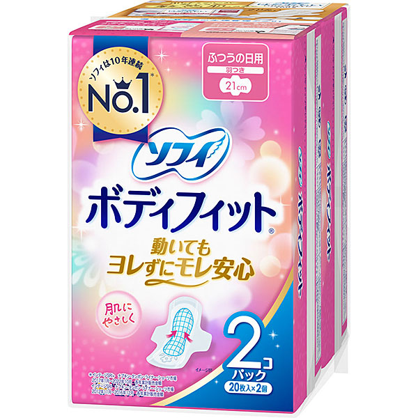 ソフィ ボディフィット ふつうの日用 羽つき 21cm 20コ入り×2コパック×3組（20コ入×6）の商品画像