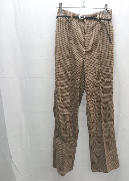 * RETROGIRL выставить разрез проверка двойной кнопка жакет flare pants размер F Brown женский E