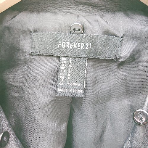 * FOREVER21 кожа Zip выше прохладный с карманом длинный рукав Rider's размер S черный женский E