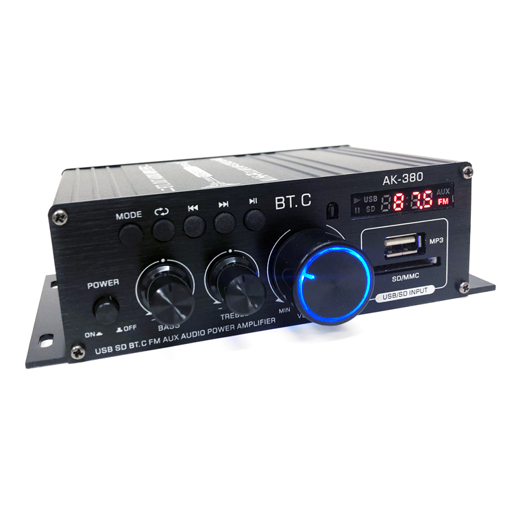 Bluetooth5.0 correspondence small size 2ch audio amplifier output 40W+40W USB/SD card it is possible to reproduce aluminium body Hi-Fi stereo 12V/2A adaptor / remote control attaching LPAK380