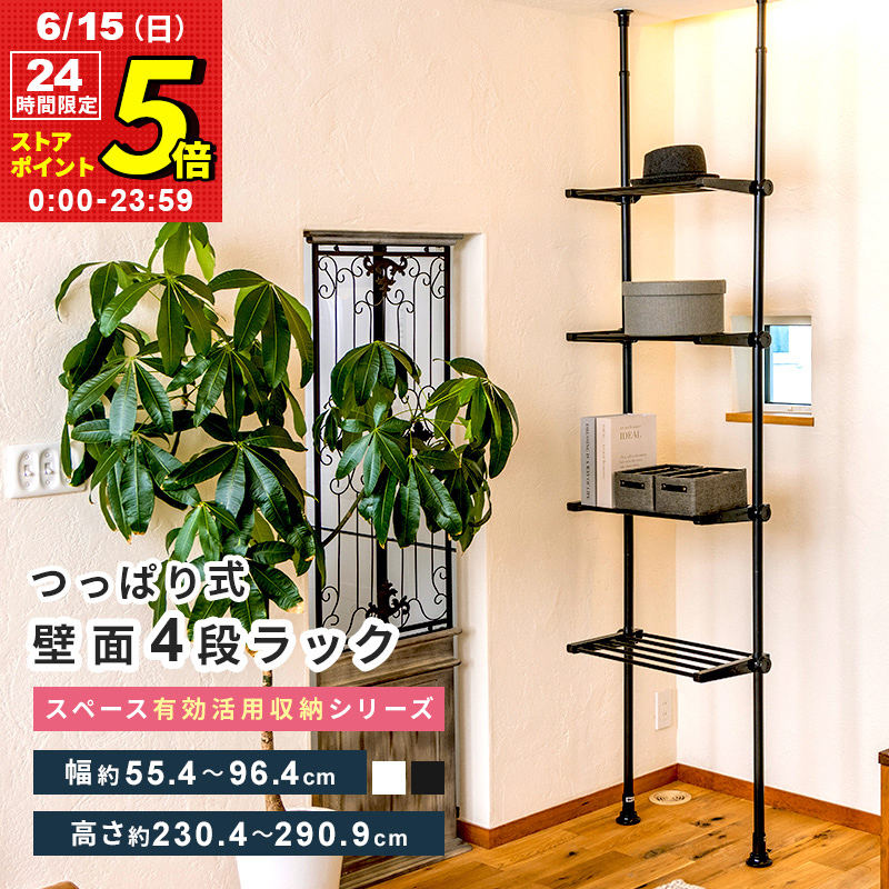 三栄コーポレーション つっぱり式 壁面4段ラックの商品画像