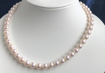 fu.... tax ...book@ pearl. necklace & earrings set (8mm.* white pink color * storage case attaching ) pearl necklace jewelry ... Kochi prefecture earth . Shimizu city 