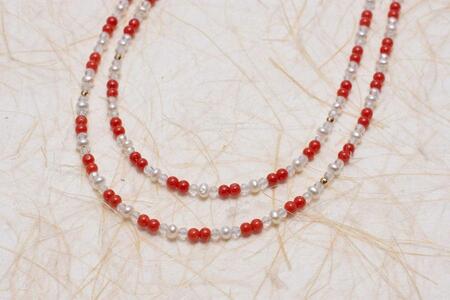fu.... tax [ gem ..] red ... pearl. 2 ream long necklace Kochi prefecture Kochi city 