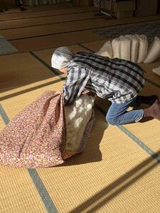 fu.... налог подушка для сидения красный рисунок 1 листов ( 68cm×120cm ) ручная работа Nagano префектура ...