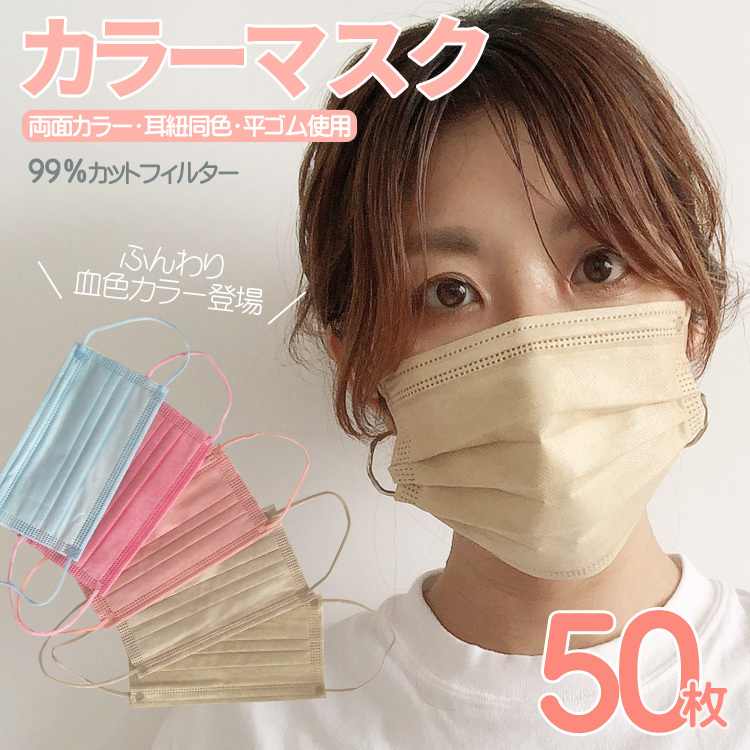 使い捨て 血色マスク 不織布 マスク ローズ ミルクティ カフェオレ