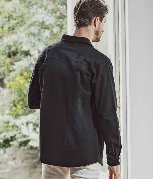 1piu1uguale3ダメージ加工デニムシャツ (希少) 1PIU1UGUALE3 RELAX SALE セール ウノピゥウノウグァーレトレ