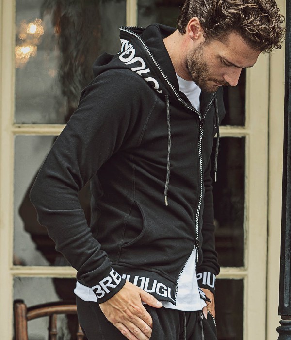 1PIU1UGUALE3 RELAX リブロゴパーカー フーディー スポーツ ウノピゥウノウグァーレトレ メンズ フーディー カジュアル