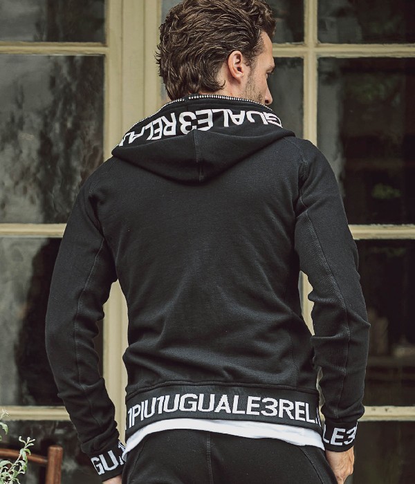 新品【1PIU1UGUALE3 SPORT】リブロゴ パーカー 黒 Ⅵ(XL) 1PIU1UGUALE3 - RIDERS PARKA / スキューバ ダブルジャージ