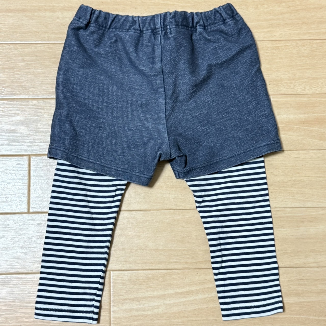 miki HOUSE Miki House baby брюки леггинсы накладывающийся надеты способ окантовка Denim нашивка темно-синий 80cm
