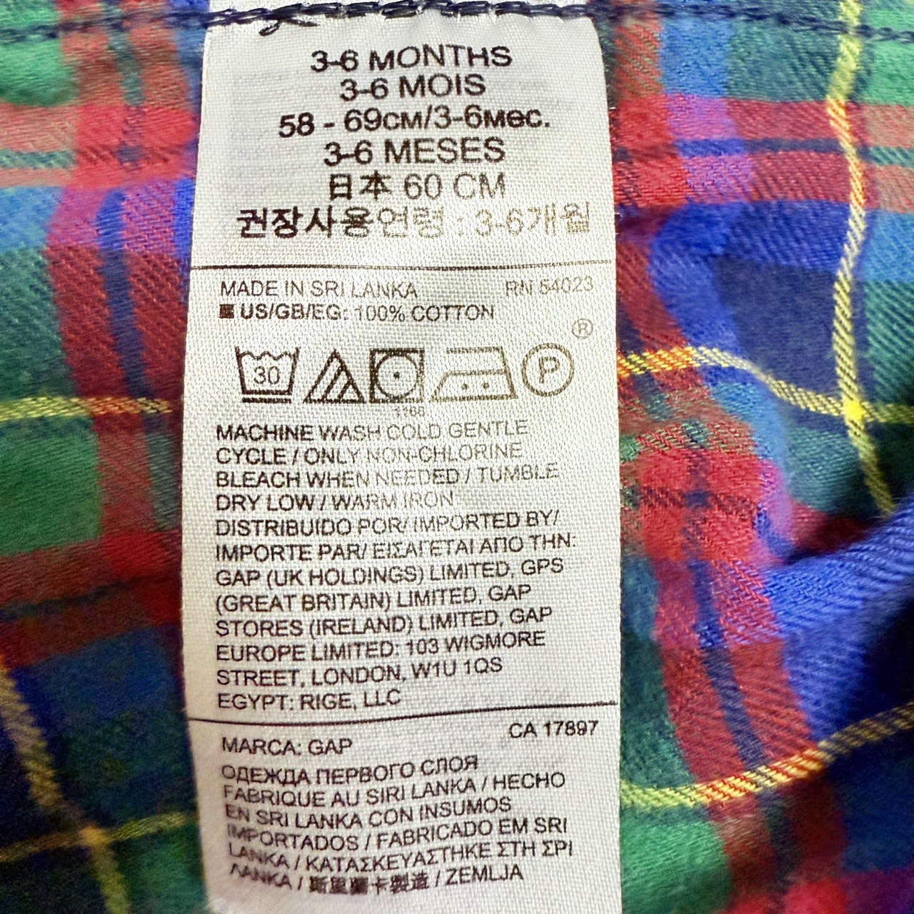 baby Gap baby Gap фланель рубашка корпус костюм длинный рукав зеленый 60cm