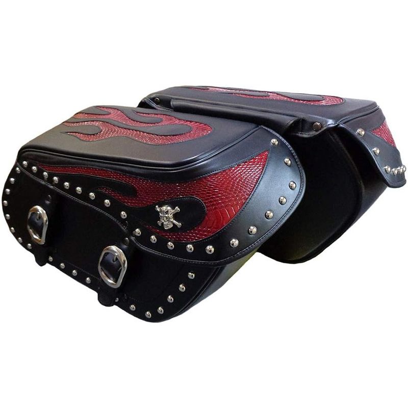 サイドバッグ LARGE DOUBLE BSF-104-1SA レッドパイソン シルバースカルの商品画像