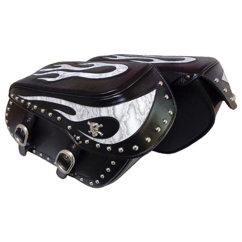 サイドバッグ LARGE DOUBLE BSF-102-1SA ホワイトパイソン シルバースカルの商品画像