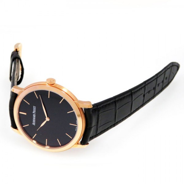 ジュールオーデマ エクストラシン 18KPG/ブラックレザー 15180OR.OO.A002CR.01 （ブラック）