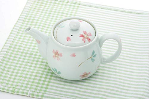 . ceramics small teapot pot Sakura pattern green tea tea .. attaching white floral print 500ml Arita . Sakura ... pot ( basket net attaching )