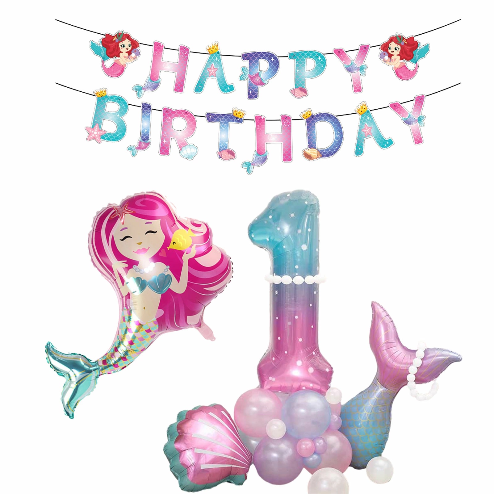  birthday decoration person fish .ba Rune set? mermaid Princess girl 1 -years old 2 -years old 3 -years old 4 -years old manner boat sea birthday party mermaid tail shell sea person fish equipment ornament 