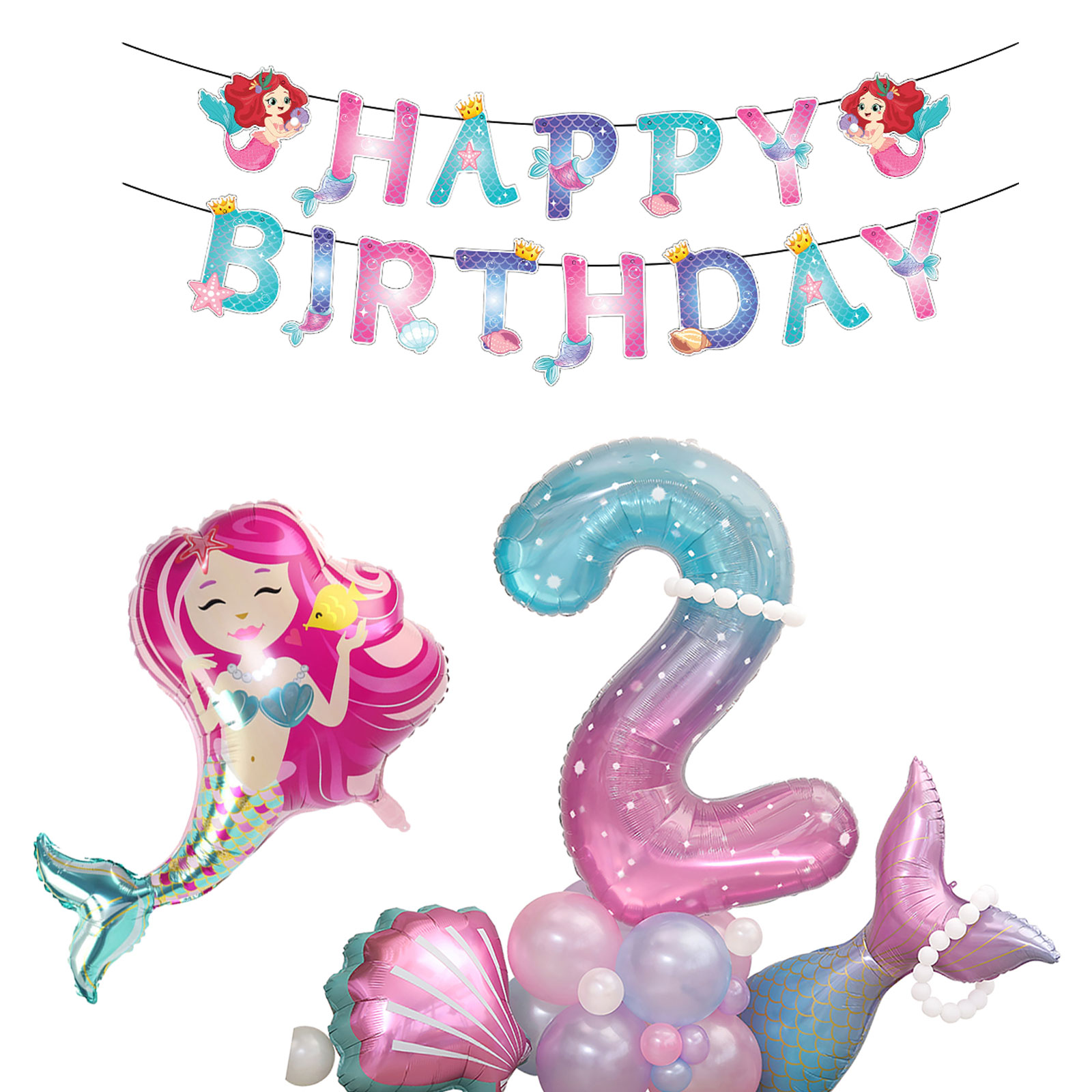  birthday decoration person fish .ba Rune set? mermaid Princess girl 1 -years old 2 -years old 3 -years old 4 -years old manner boat sea birthday party mermaid tail shell sea person fish equipment ornament 