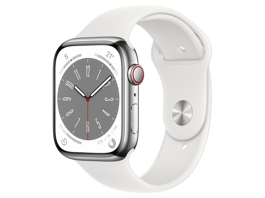 Apple Apple Watch Series 8 GPS＋Cellularモデル 45mmシルバーステンレススチールケースとホワイトスポーツバンド レギュラー MNKE3J/A Apple Watch Apple Watch Series 8 スマートウォッチ本体の商品画像