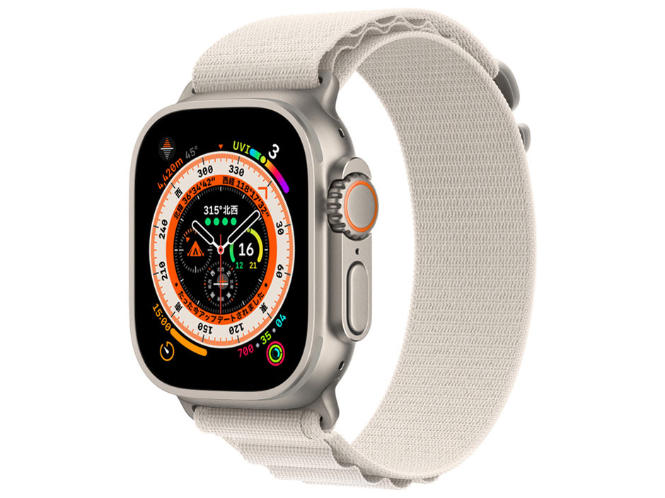 Apple Watch Ultra GPS＋Cellularモデル 49mmチタニウムケースとスターライトアルパインループ L MQFT3J/A