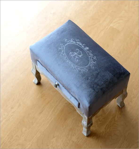 スツール アンティーク おしゃれ 椅子 布 クッション 木製 オットマン