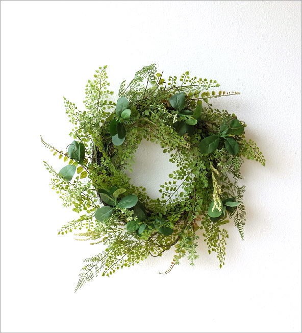 フェイクグリーン 壁掛け おしゃれ リース 玄関 リビング 壁飾り インテリア ウォールデコ フェイクリーフグリーンリース Cov3198 ギギリビング 通販 Yahoo ショッピング