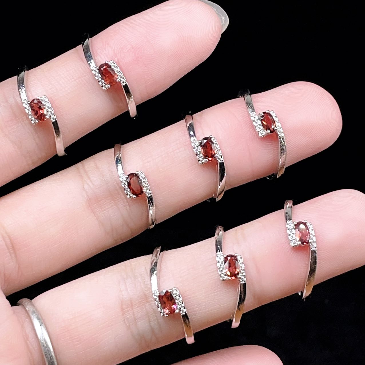 PROME natural stone special specification goods * garnet * white copper ring * free size *P3608