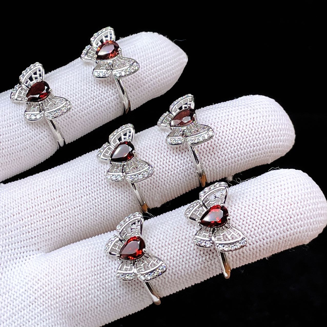 PROME natural stone special specification goods * garnet * white copper ring * free size *P4019