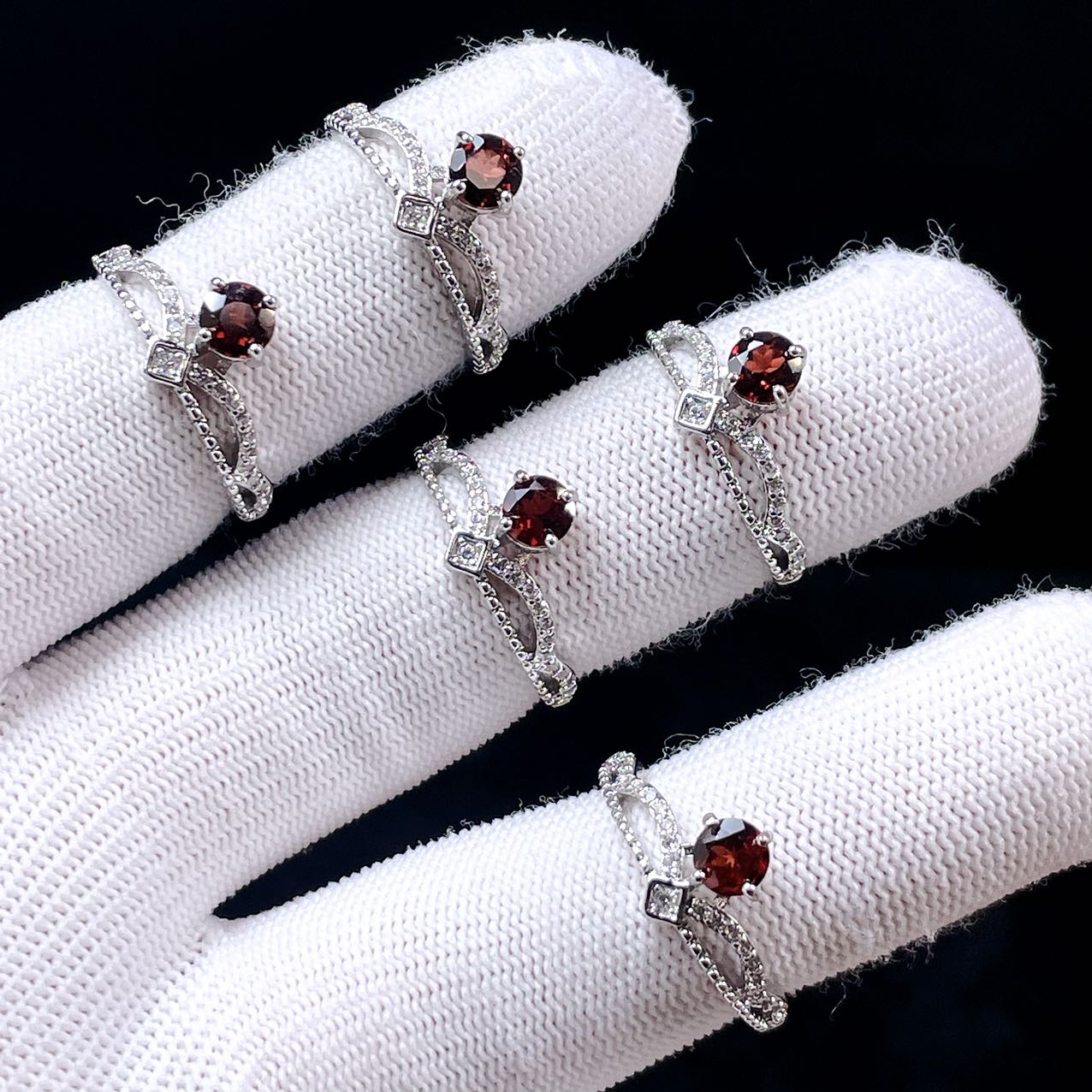 PROME natural stone special specification goods * garnet * white copper ring * free size *P4448