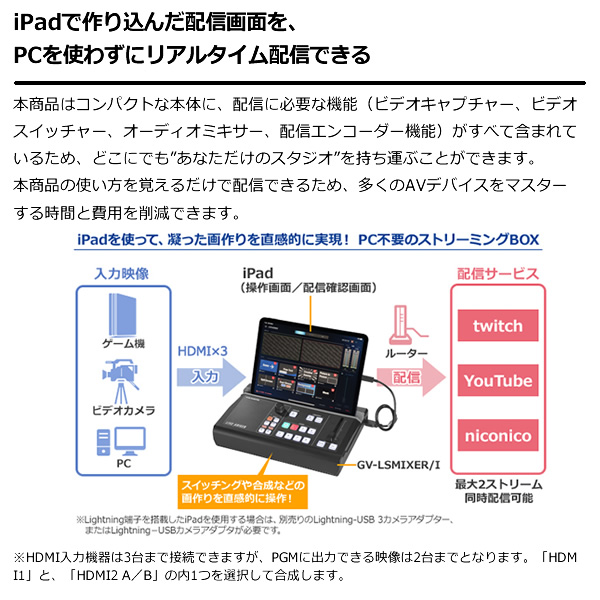 ＩＯデータ 4Kパススルー対応 iPad連動型ストリーミングBOX 「LIVE